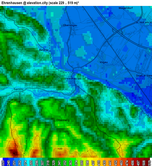 Ehrenhausen elevation map