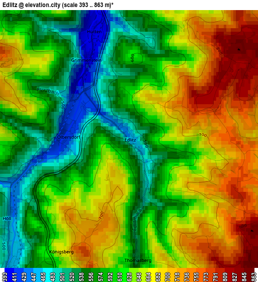 Edlitz elevation map