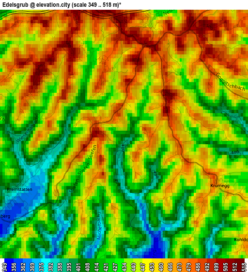 Edelsgrub elevation map