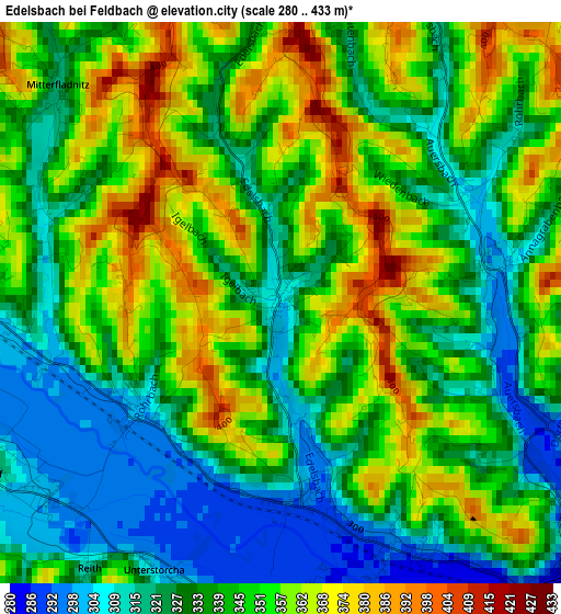 Edelsbach bei Feldbach elevation map