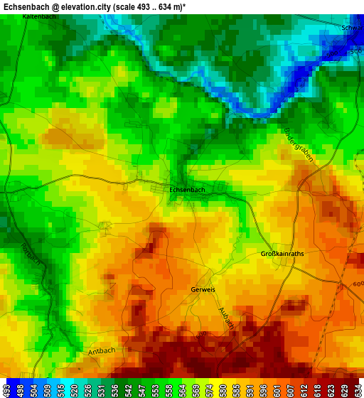 Echsenbach elevation map