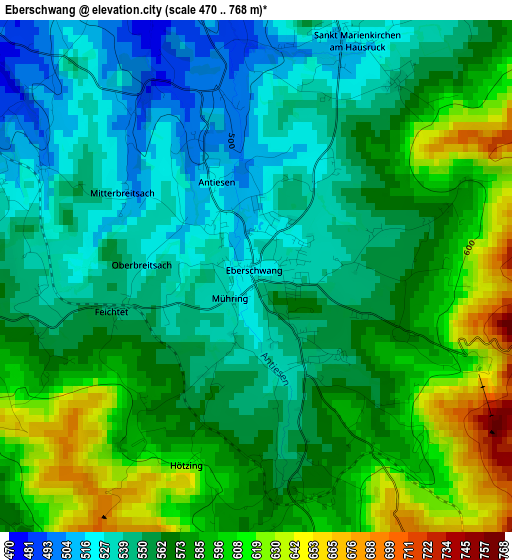 Eberschwang elevation map