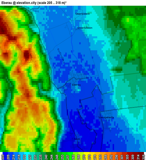 Eberau elevation map