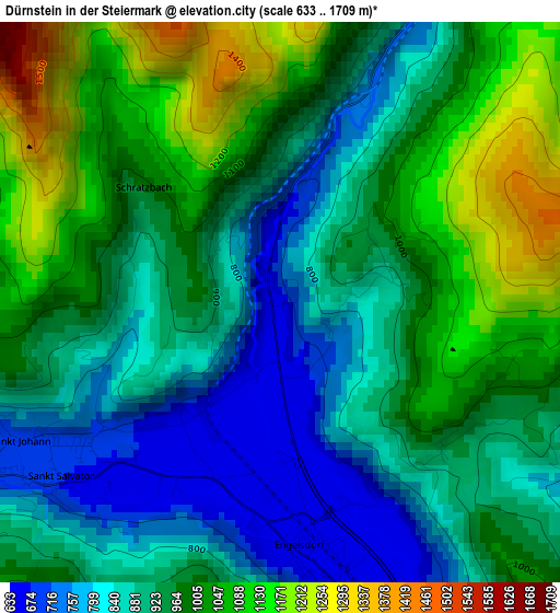 Dürnstein in der Steiermark elevation map