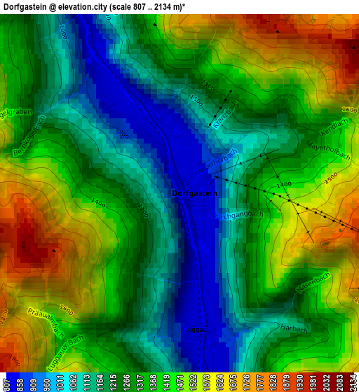 Dorfgastein elevation map