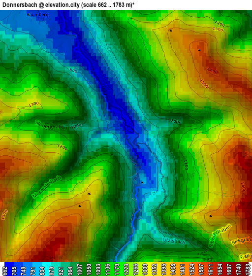 Donnersbach elevation map