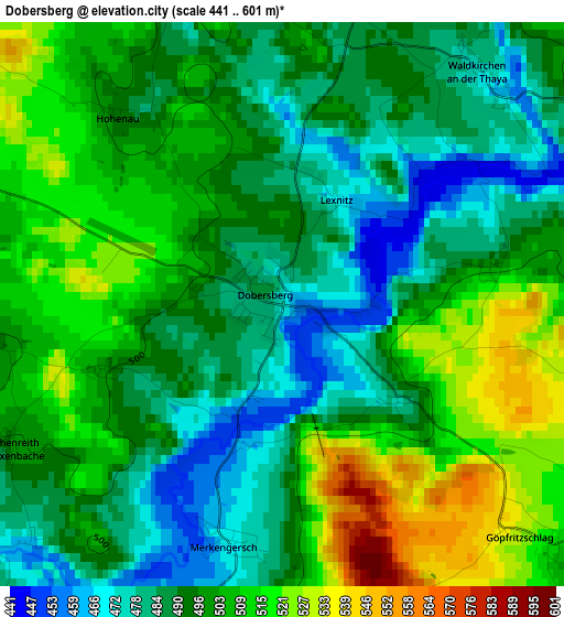 Dobersberg elevation map