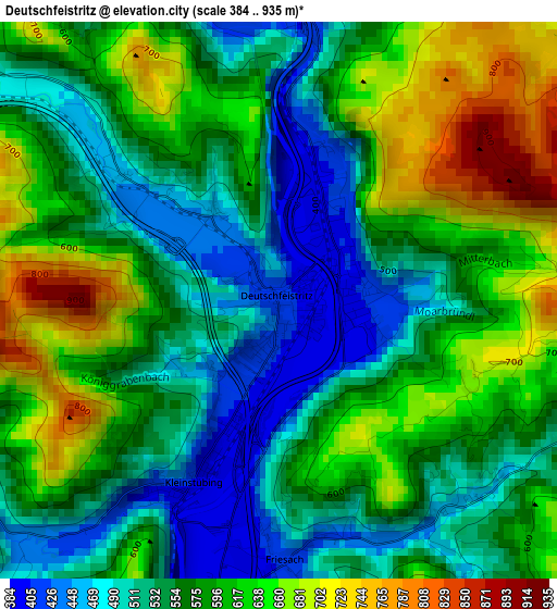 Deutschfeistritz elevation map