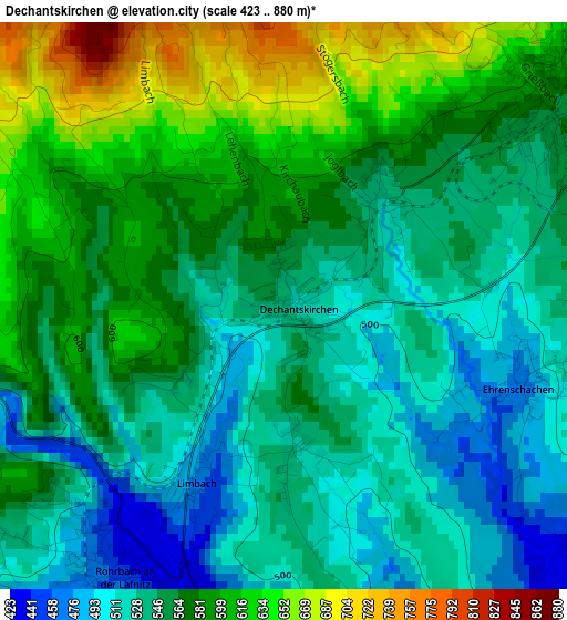 Dechantskirchen elevation map