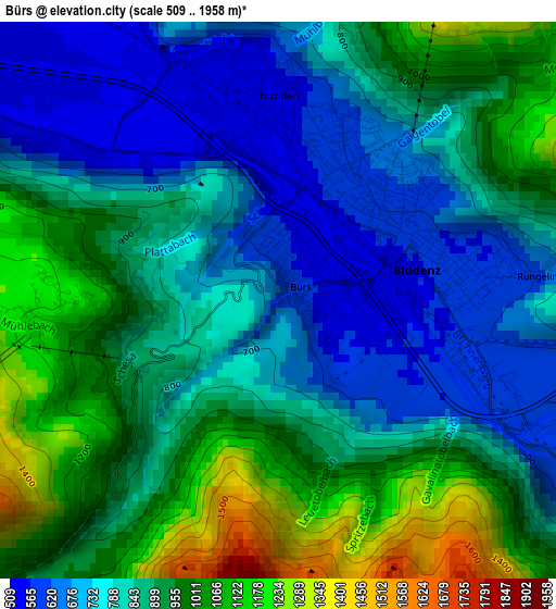 Bürs elevation map