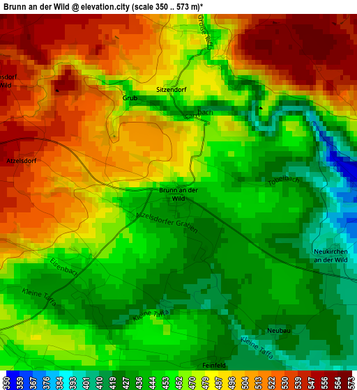 Brunn an der Wild elevation map