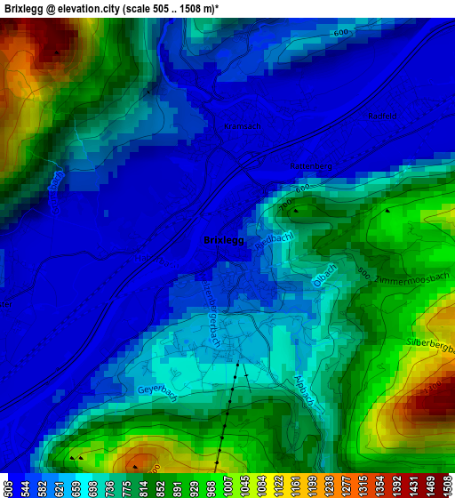 Brixlegg elevation map