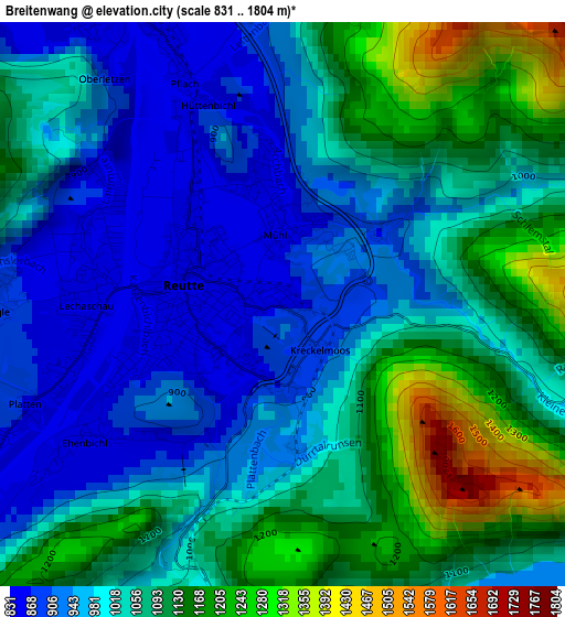 Breitenwang elevation map