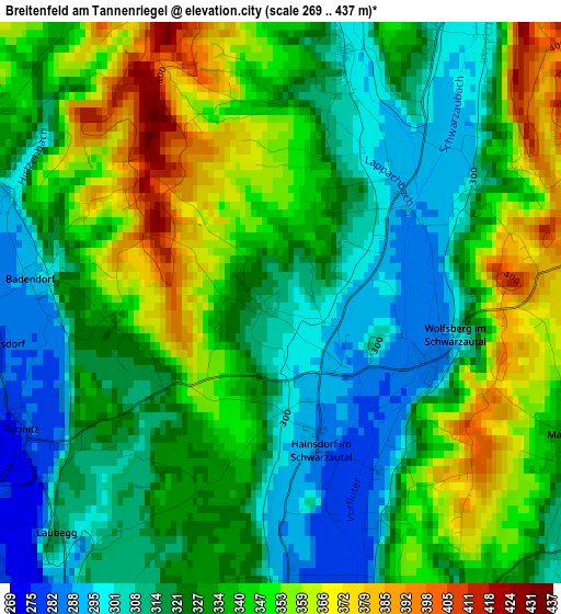 Breitenfeld am Tannenriegel elevation map