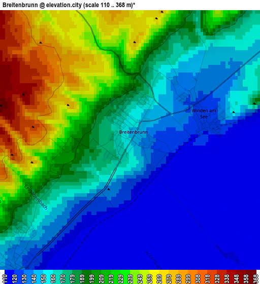 Breitenbrunn elevation map