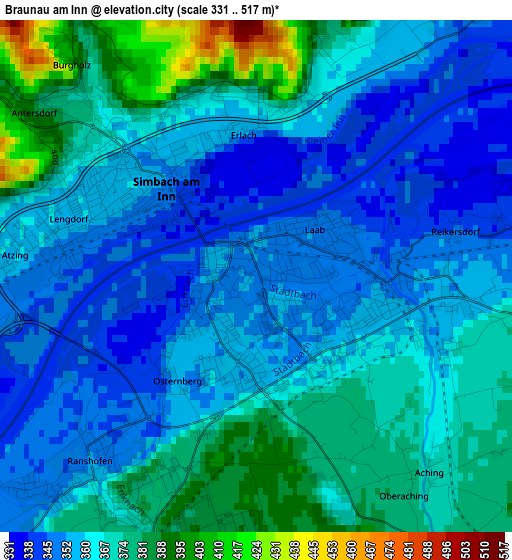 Braunau am Inn elevation map