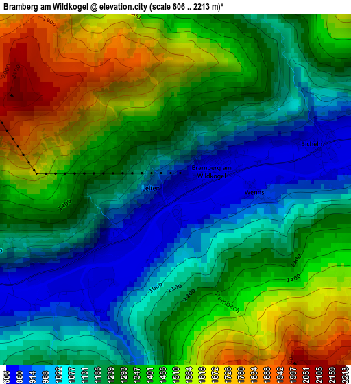 Bramberg am Wildkogel elevation map