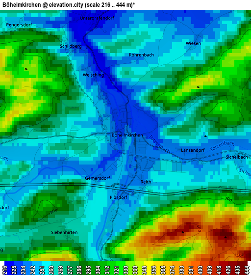 Böheimkirchen elevation map