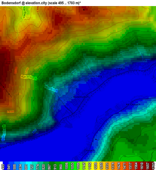 Bodensdorf elevation map