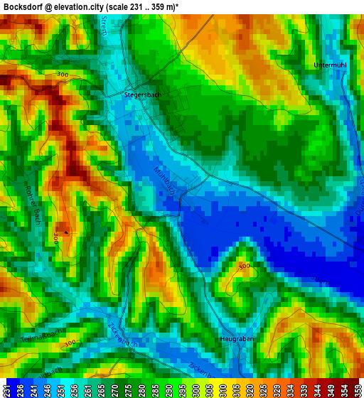 Bocksdorf elevation map