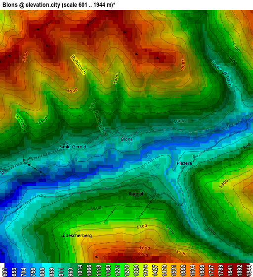 Blons elevation map