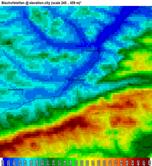 Bischofstetten elevation map