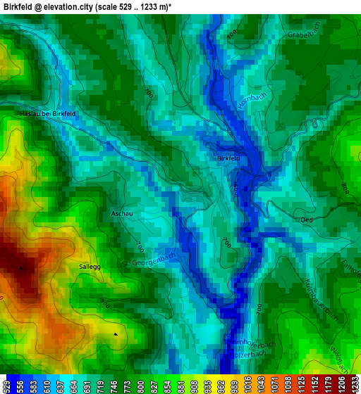 Birkfeld elevation map