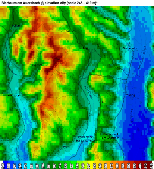 Bierbaum am Auersbach elevation map