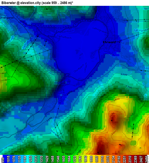 Biberwier elevation map