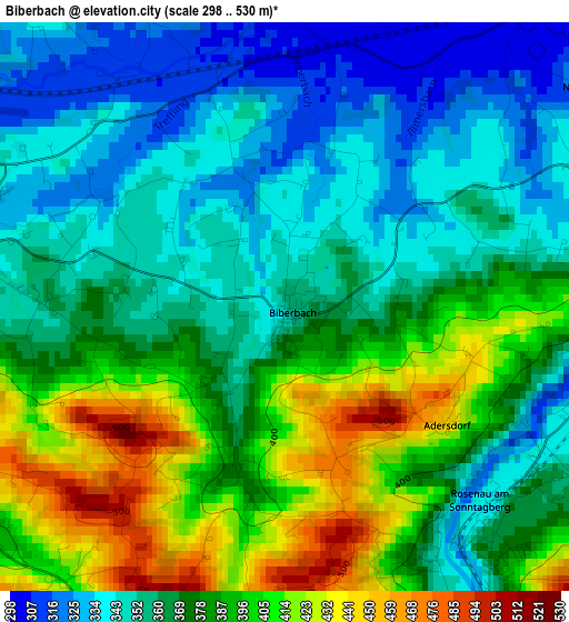 Biberbach elevation map