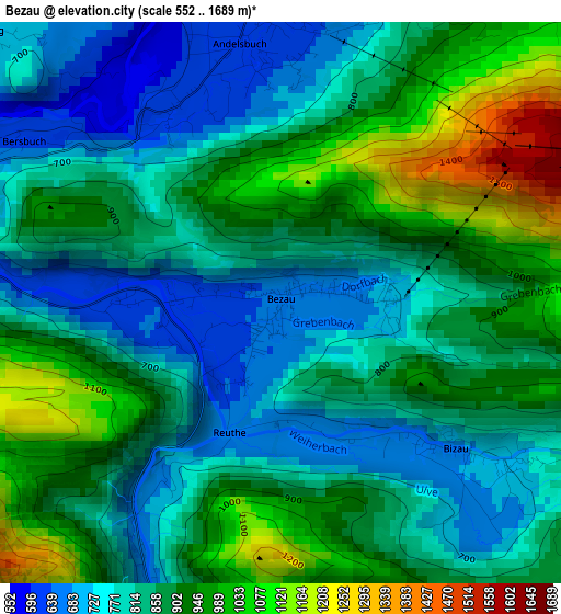 Bezau elevation map