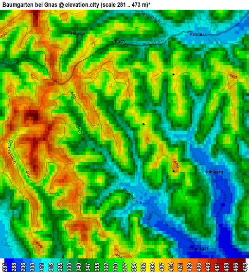 Baumgarten bei Gnas elevation map