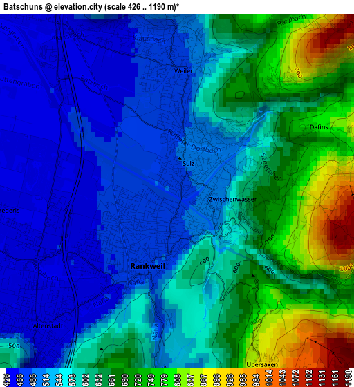 Batschuns elevation map