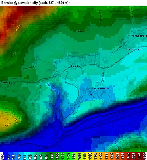 Barwies elevation map