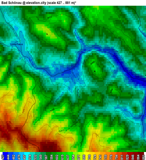 Bad Schönau elevation map