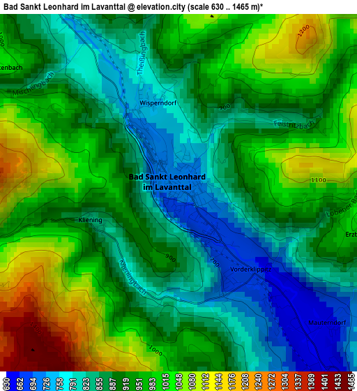 Bad Sankt Leonhard im Lavanttal elevation map