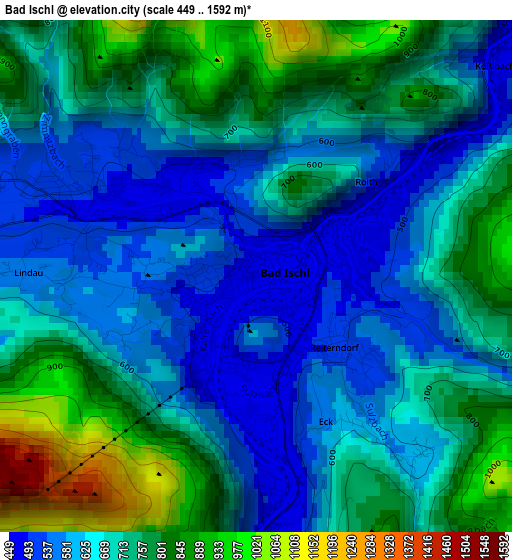 Bad Ischl elevation map