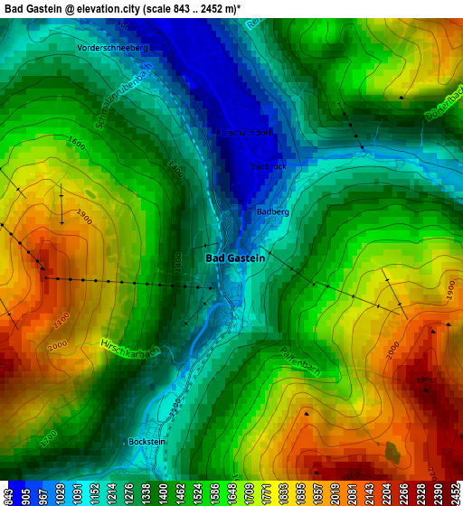 Bad Gastein elevation map