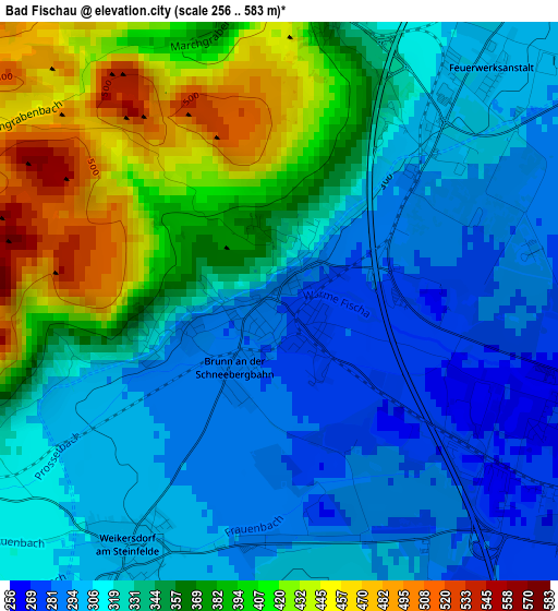 Bad Fischau elevation map