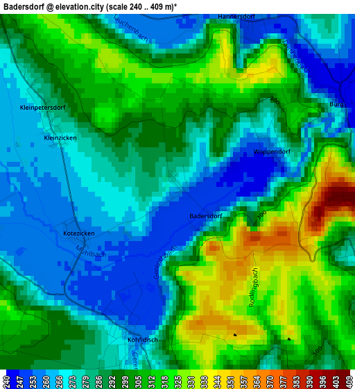 Badersdorf elevation map