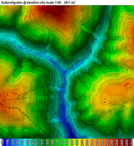 Außervillgraten elevation map