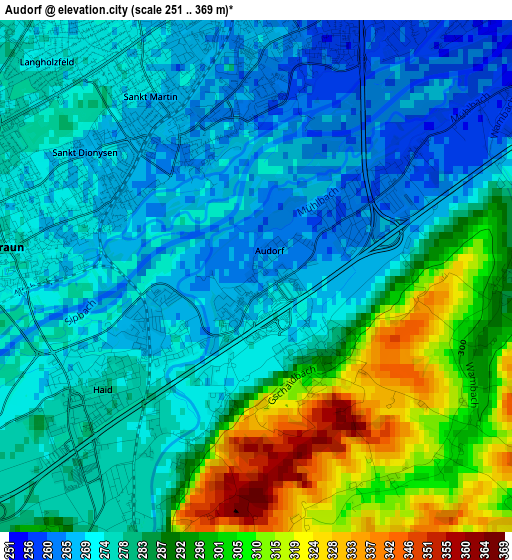 Audorf elevation map