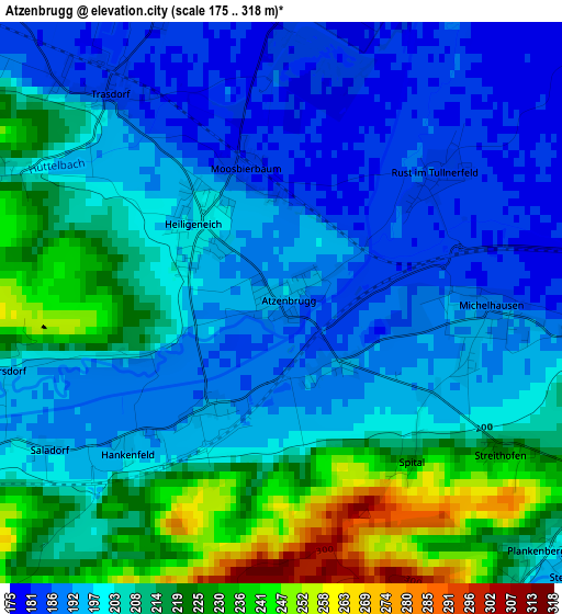 Atzenbrugg elevation map