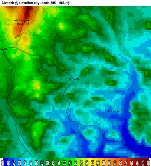 Atzbach elevation map