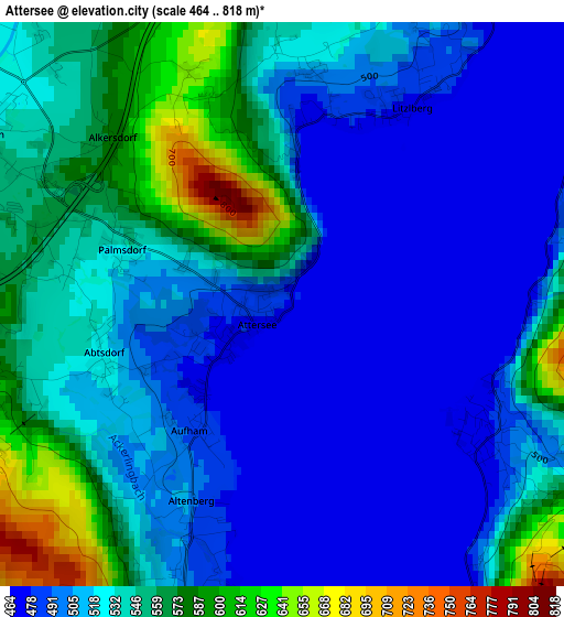 Attersee elevation map
