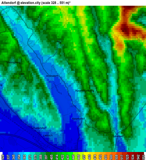 Attendorf elevation map