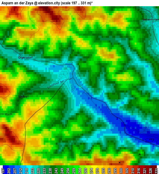 Asparn an der Zaya elevation map