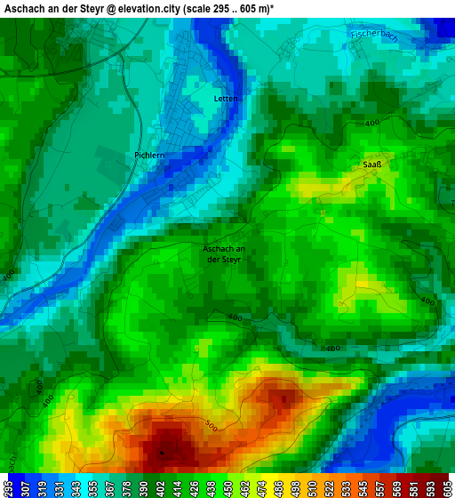 Aschach an der Steyr elevation map