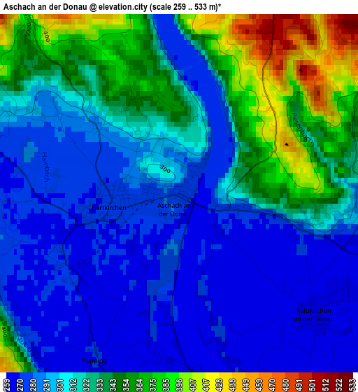 Aschach an der Donau elevation map