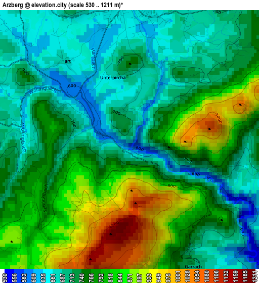 Arzberg elevation map